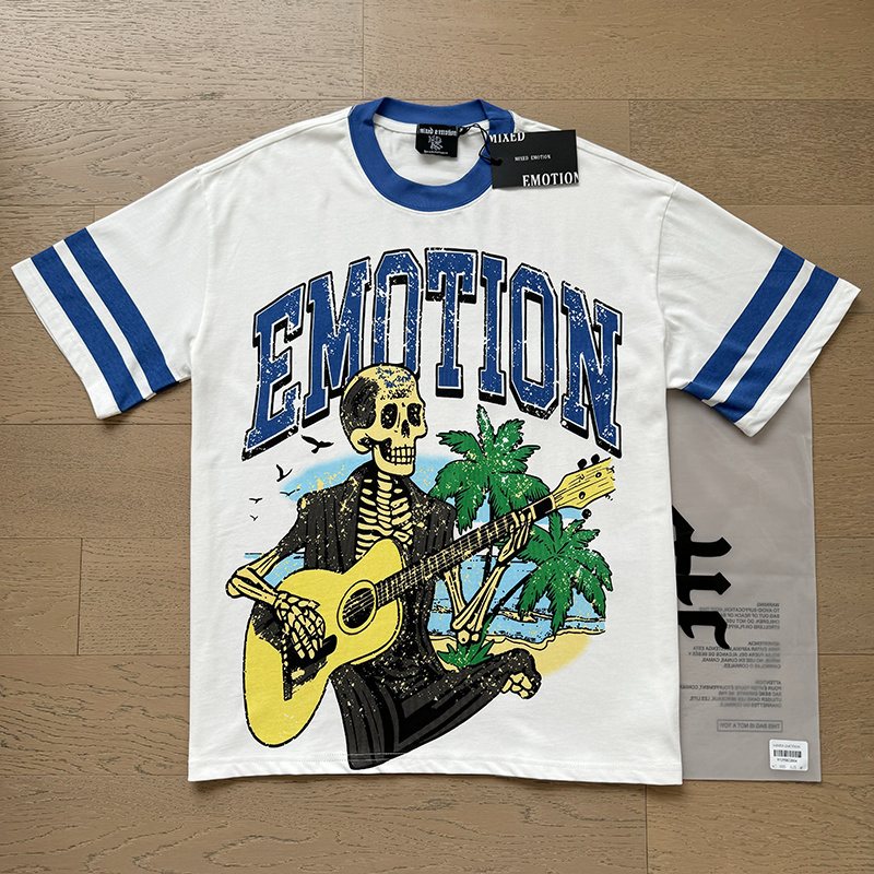 MIXED EMOTION Skeleton Guitar Graphic T-Shirt