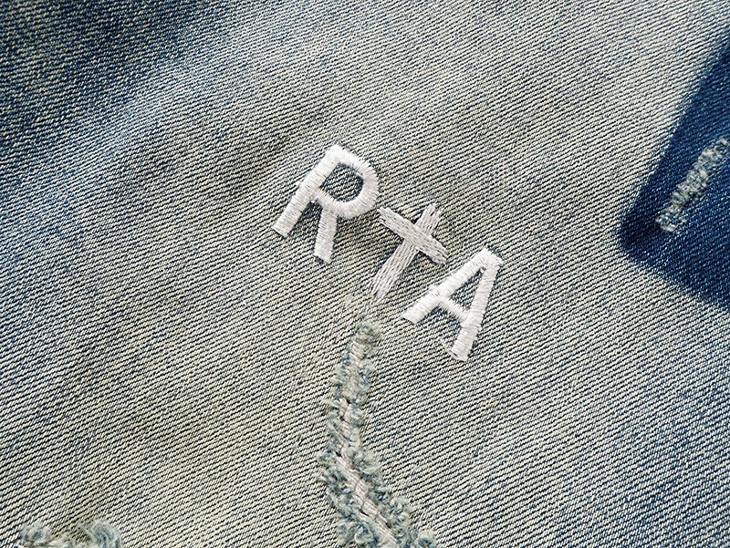 R+A Light Blue Distressed Paint Splatter Jeans