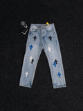 Chrome Hearts Cross Patch Light Blue Denim Jeans