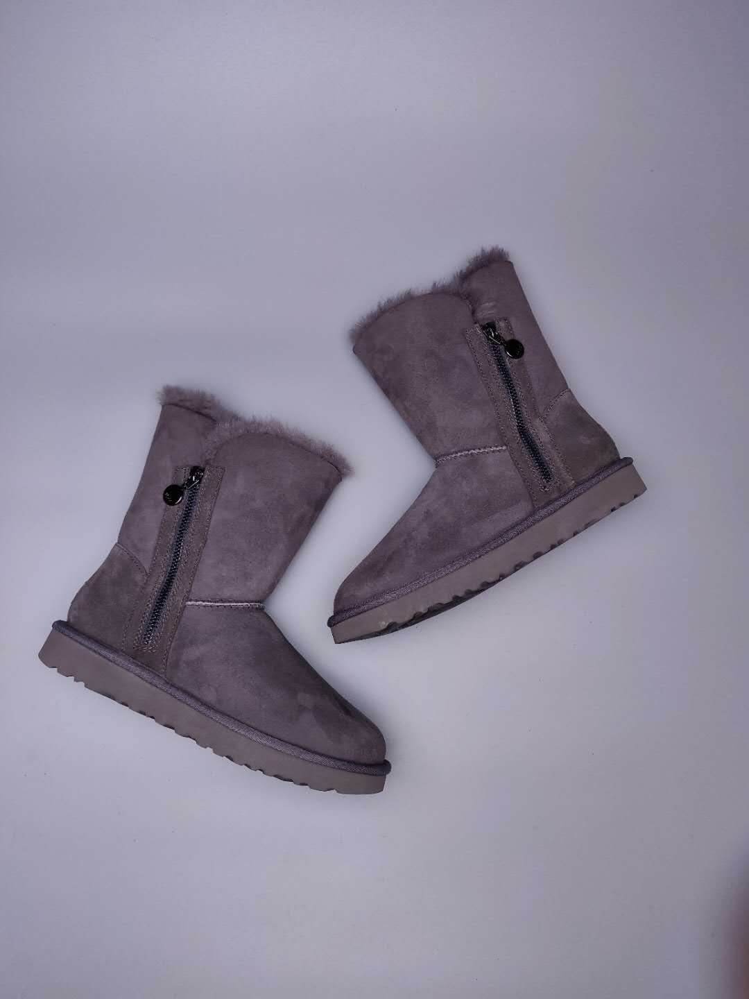 2480 Side Zipper Mid-Calf Boots — Gray (In Stock)