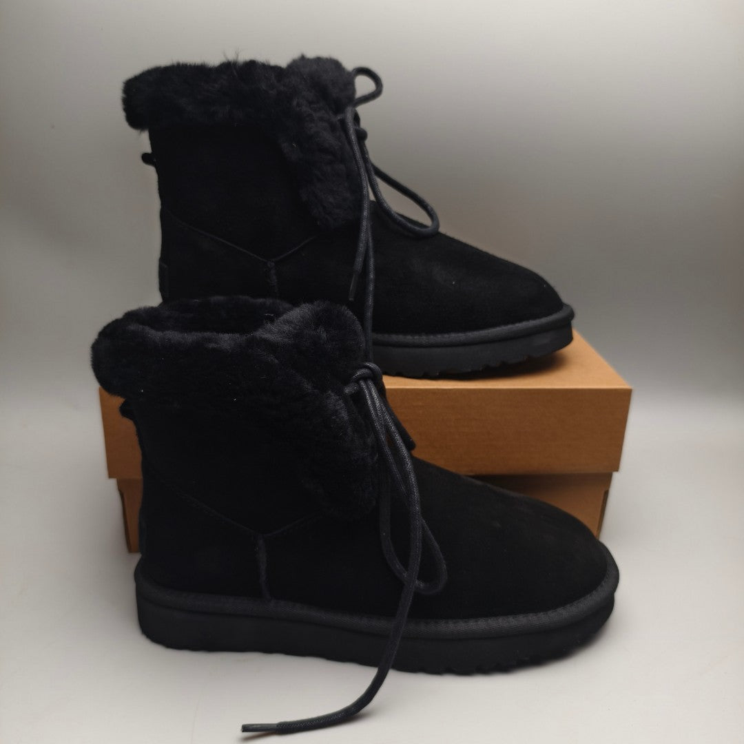 4576 Mid-Top Lace-Up Casual Shoes — Black (In Stock)