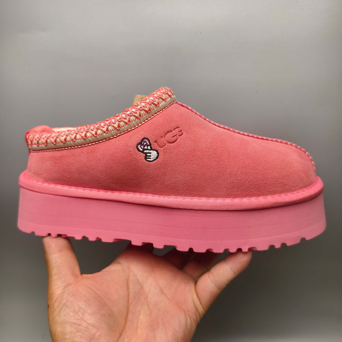 2553-2130 Ethnic Style Chunky Sole Casual Shoes — Rose Red (In Stock)