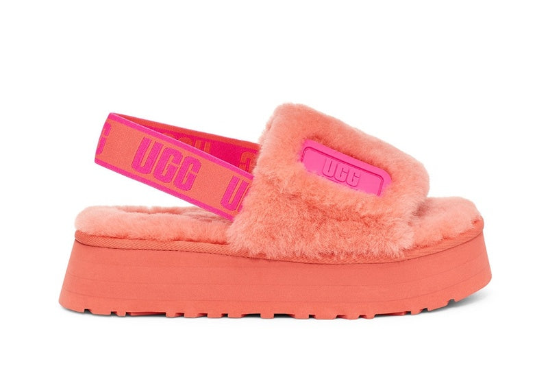 2258 Disco Fluffy Sandals — Coral Red (In Stock)