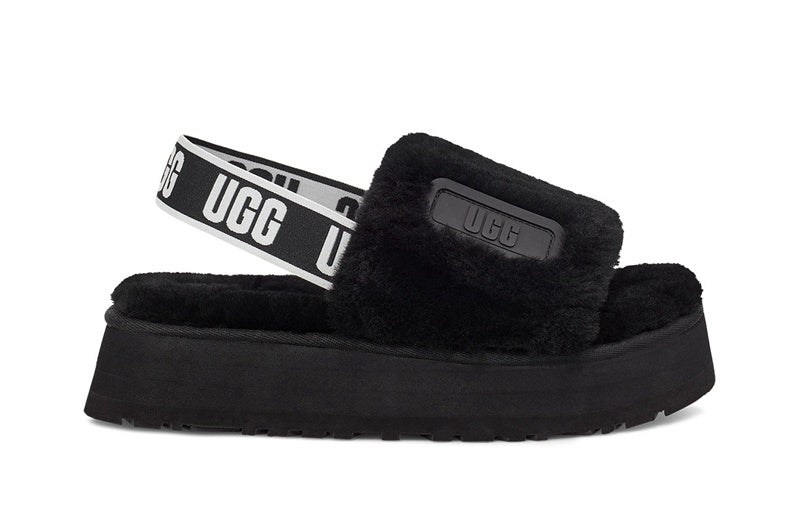 2258 Disco Fluffy Sandals — Black (In Stock)