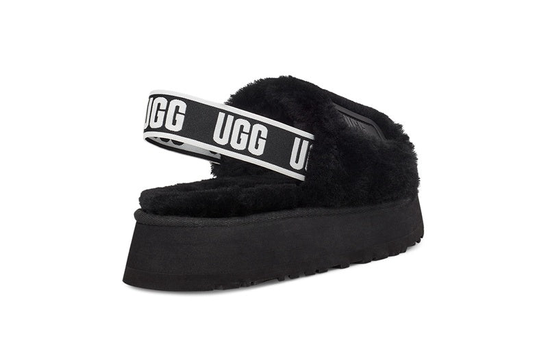 2258 Disco Fluffy Sandals — Black (In Stock)