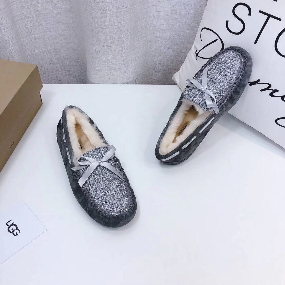 5623 Chanel-Style Studded Loafers — Gray