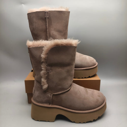 1533 Wedge Thick-Sole Mid-Calf Fashion Boots — Walnut (In Stock)