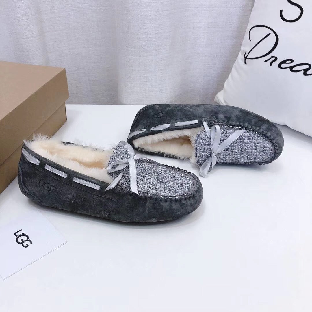 5623 Chanel-Style Studded Loafers — Gray