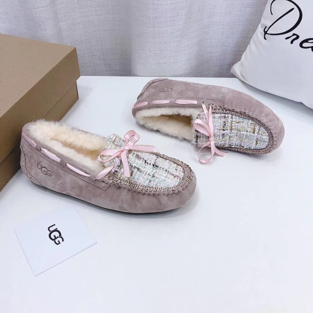 5623 Chanel-Style Studded Loafers — Dusk Pink