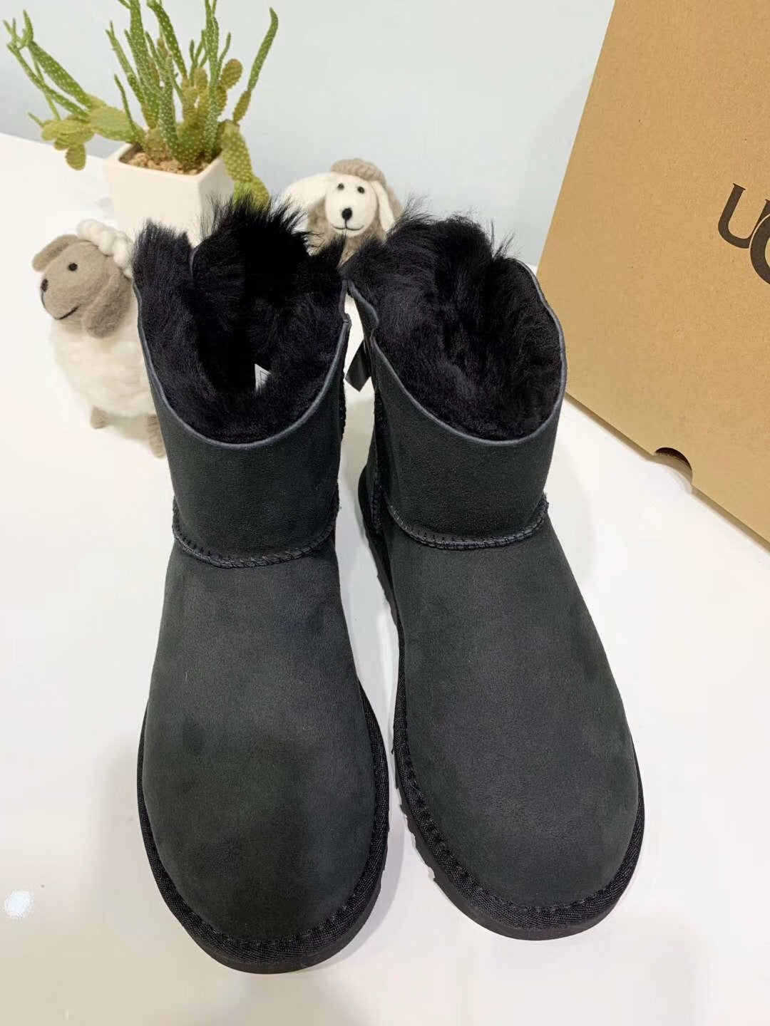 2938 Mukoshi Winter Bow Glitter Boots — Black