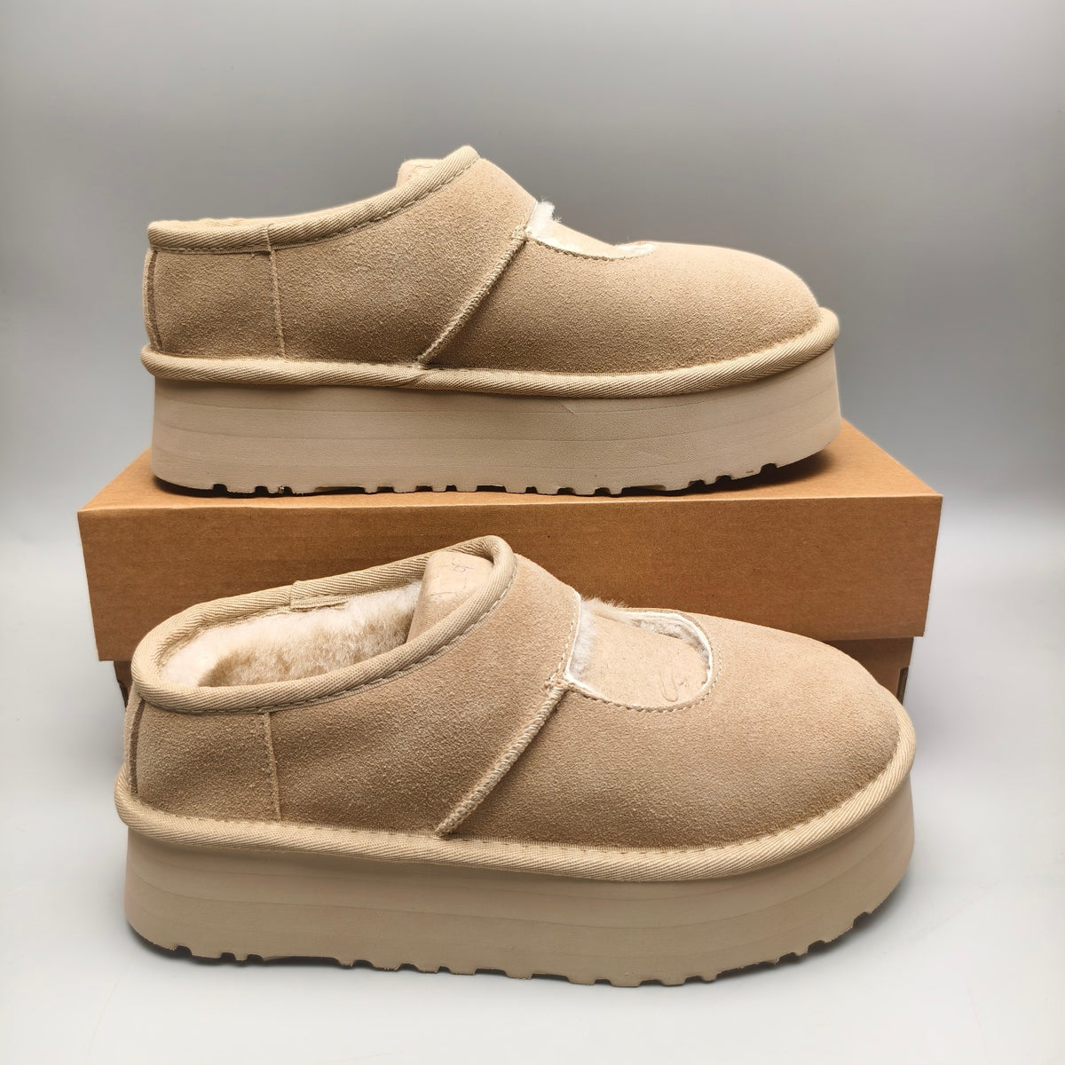 7612 Mary Jane Thick-Sole Fashion Shoes — Sand (In Stock)