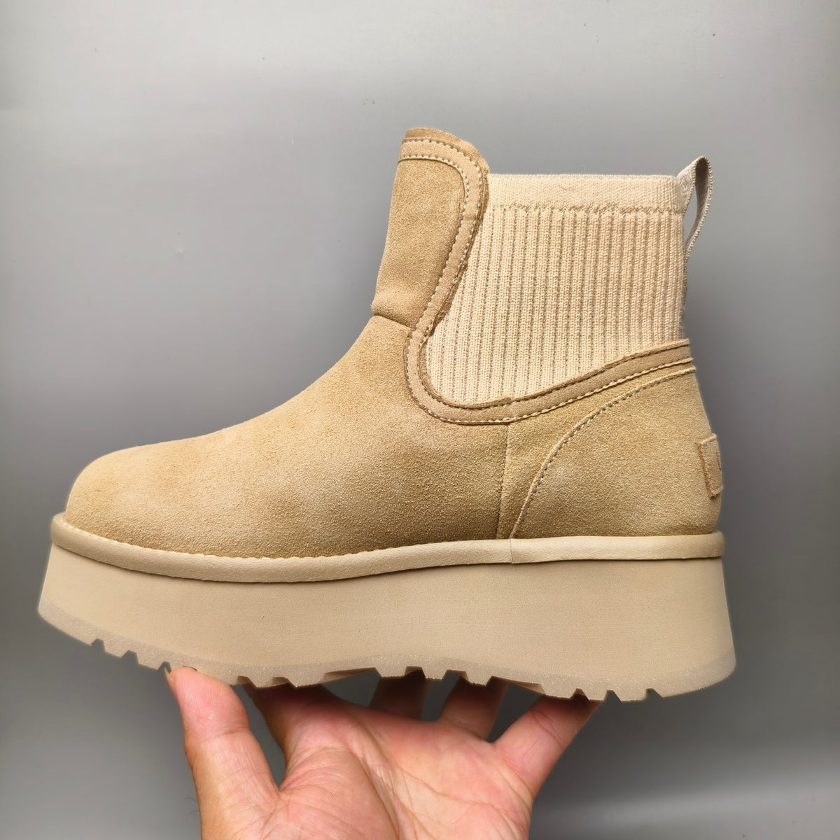 3258 5cm Chunky Sole Casual Fashion Shoes — Sand (In Stock)