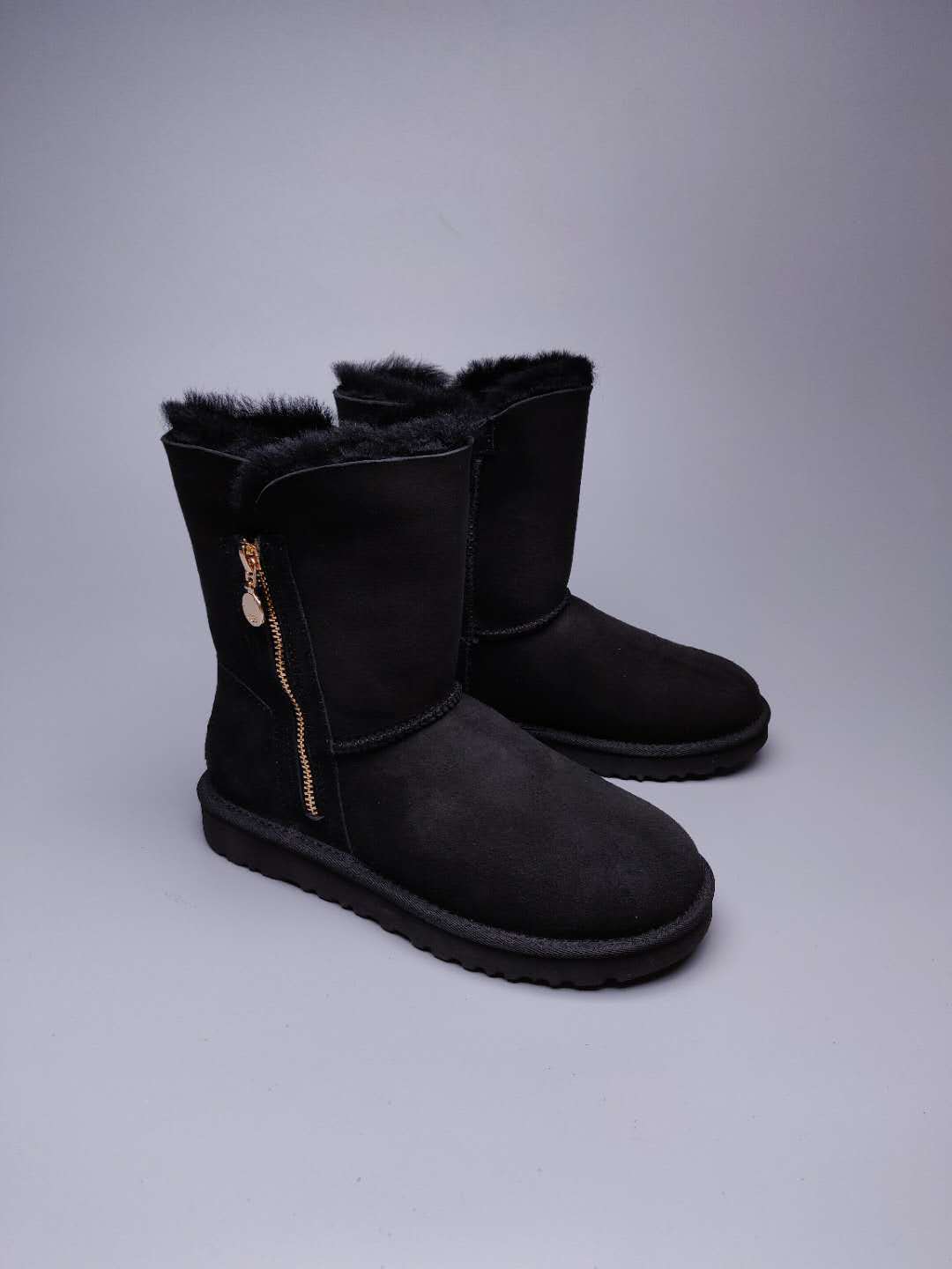 2480 Side Zipper Mid-Calf Boots — Black (In Stock)