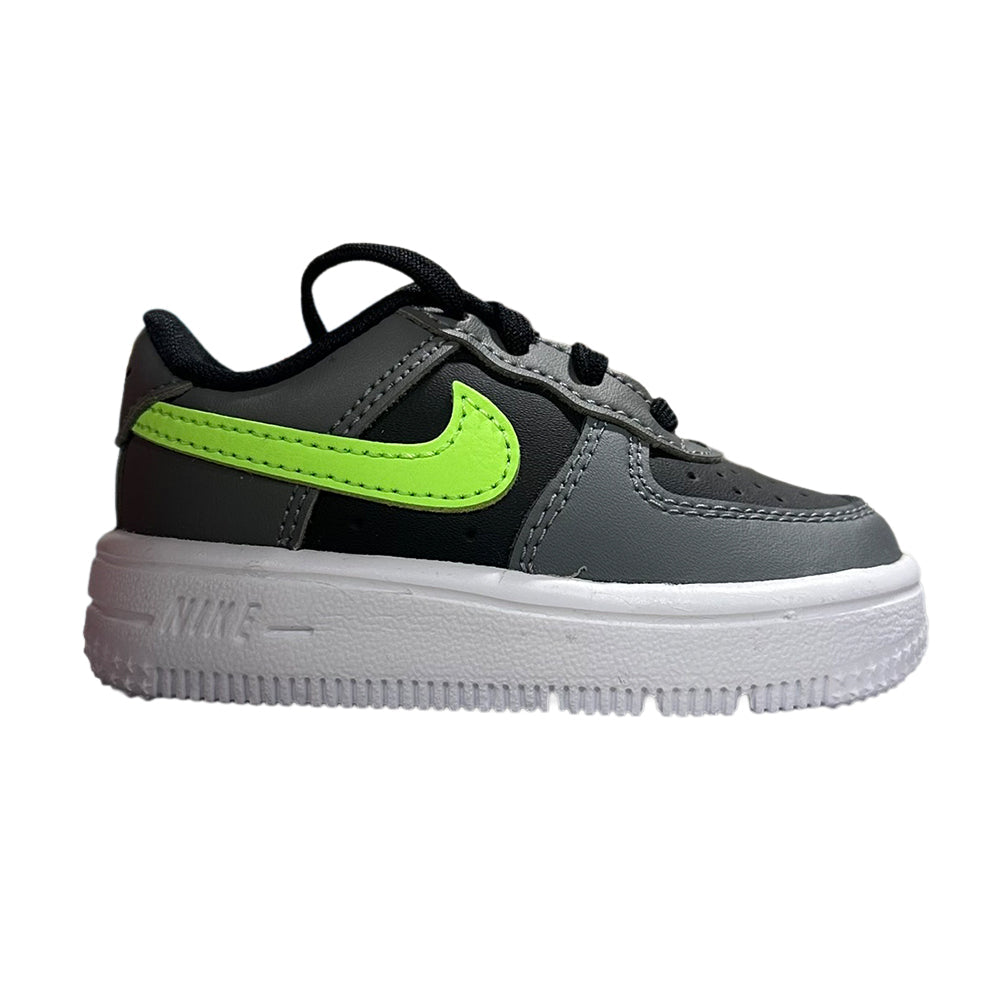 Toddler's Nike Force 1 Low Lace Black/Lime Blast-Smoke Grey (IF1674 003)