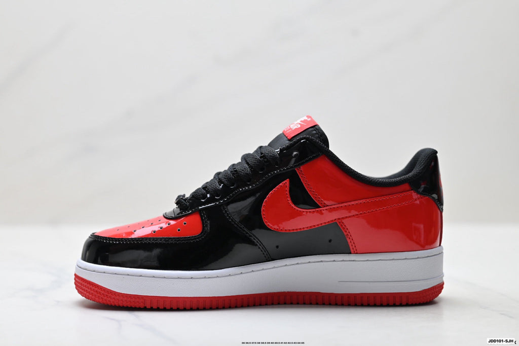 Nike Air Force 1 Low Black Red White Unisex Sneakers Style 01