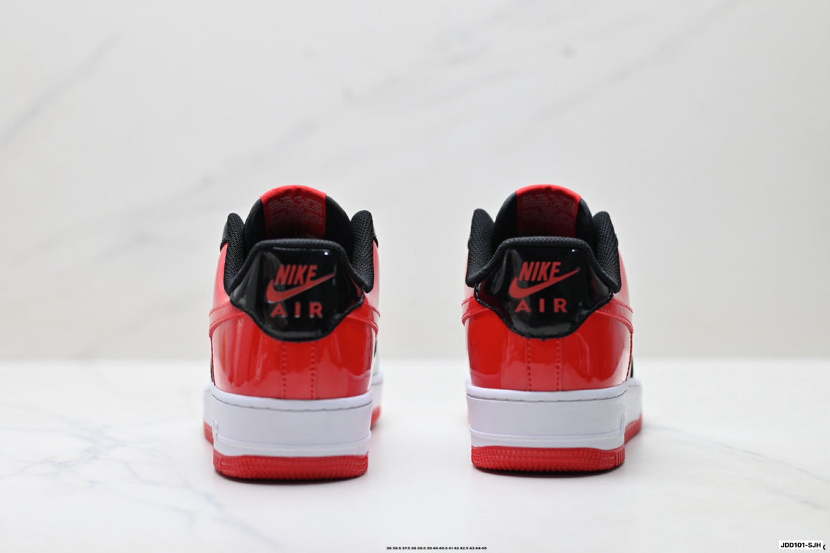 Nike Air Force 1 Low Black Red White Unisex Sneakers Style 01