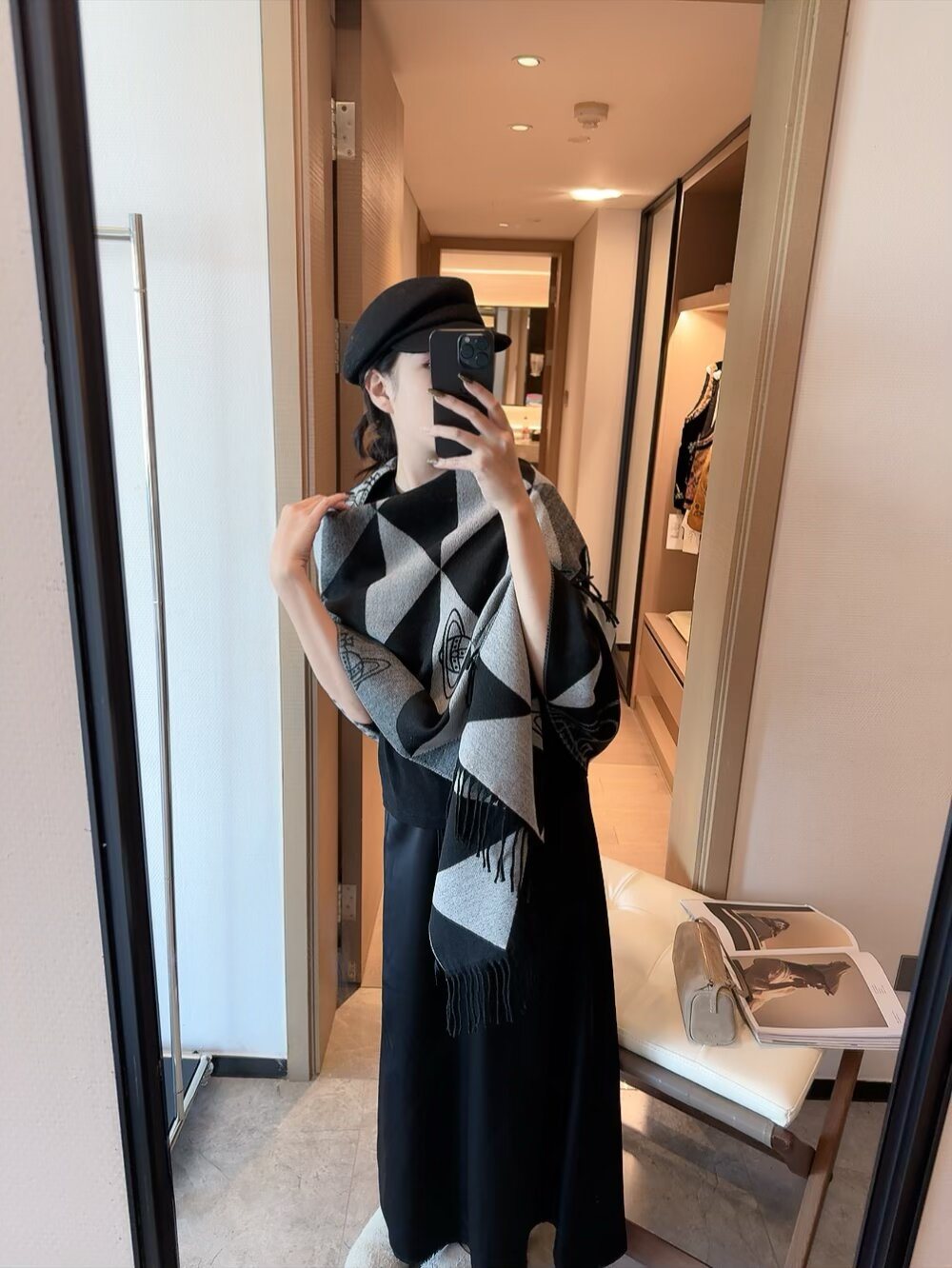 Vivienne Westwood Geometric Orb Fringe Scarf