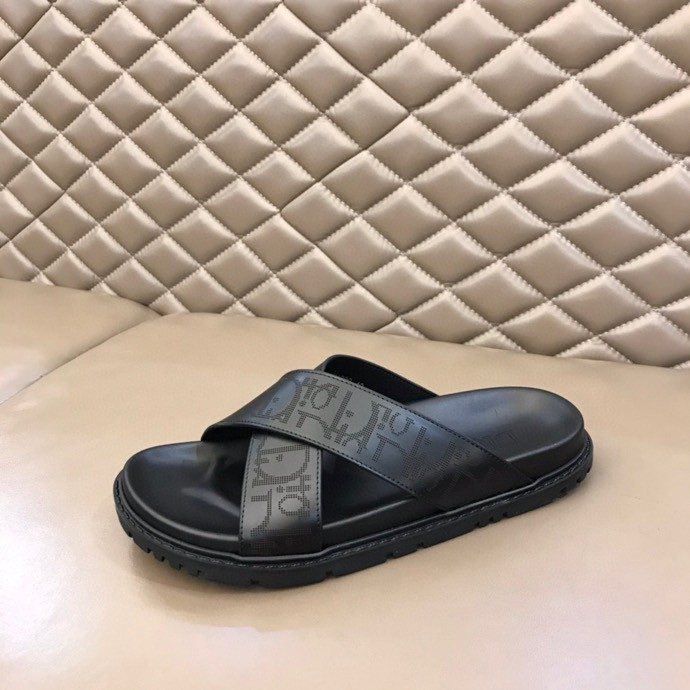 Dior Men's Black Crisscross Slide Sandals