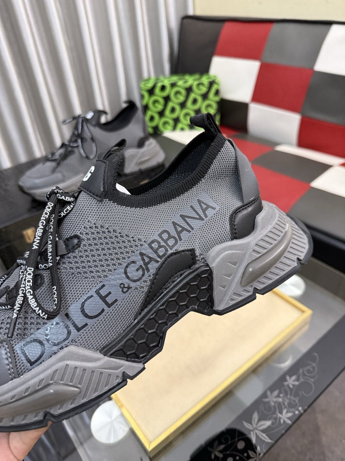 Dolce & Gabbana Gray and Black Chunky Sneakers