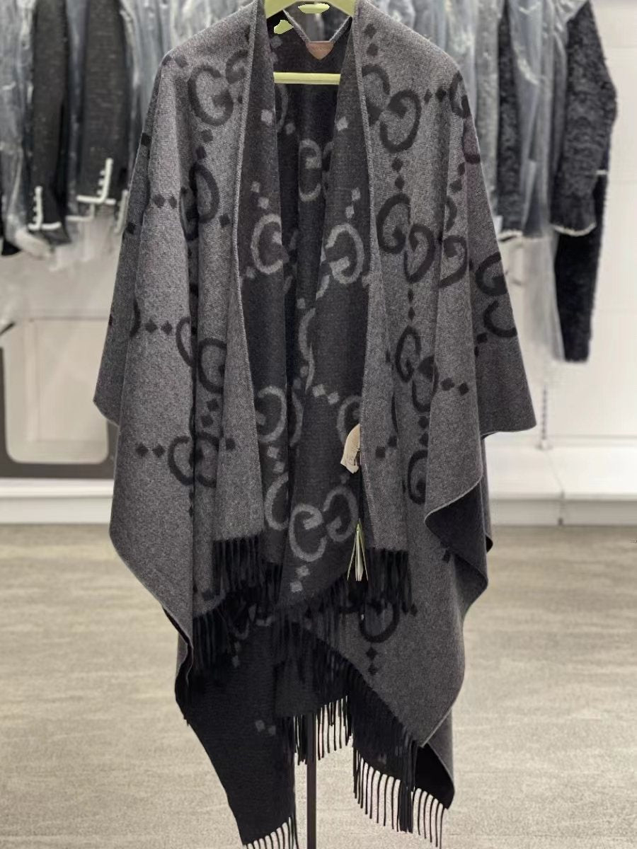 Gucci Brown Fringed Poncho