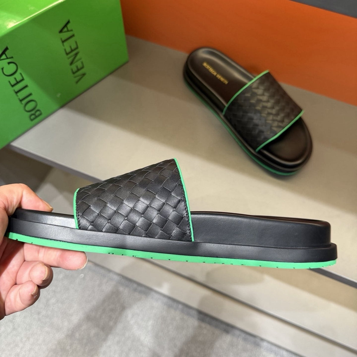 Bottega Veneta Men's Woven Strap Slide Sandals