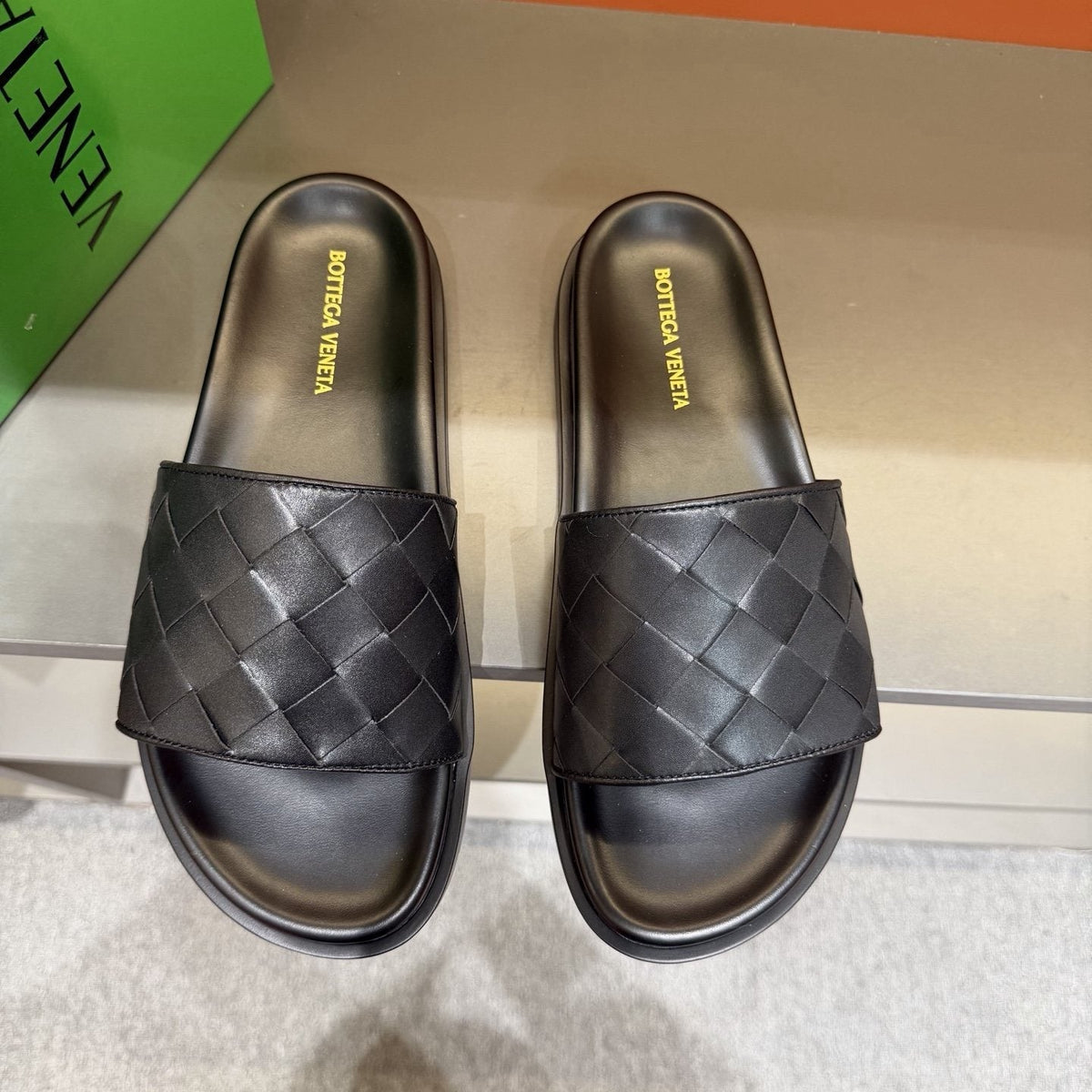 Bottega Veneta Men's Woven Strap Slide Sandals