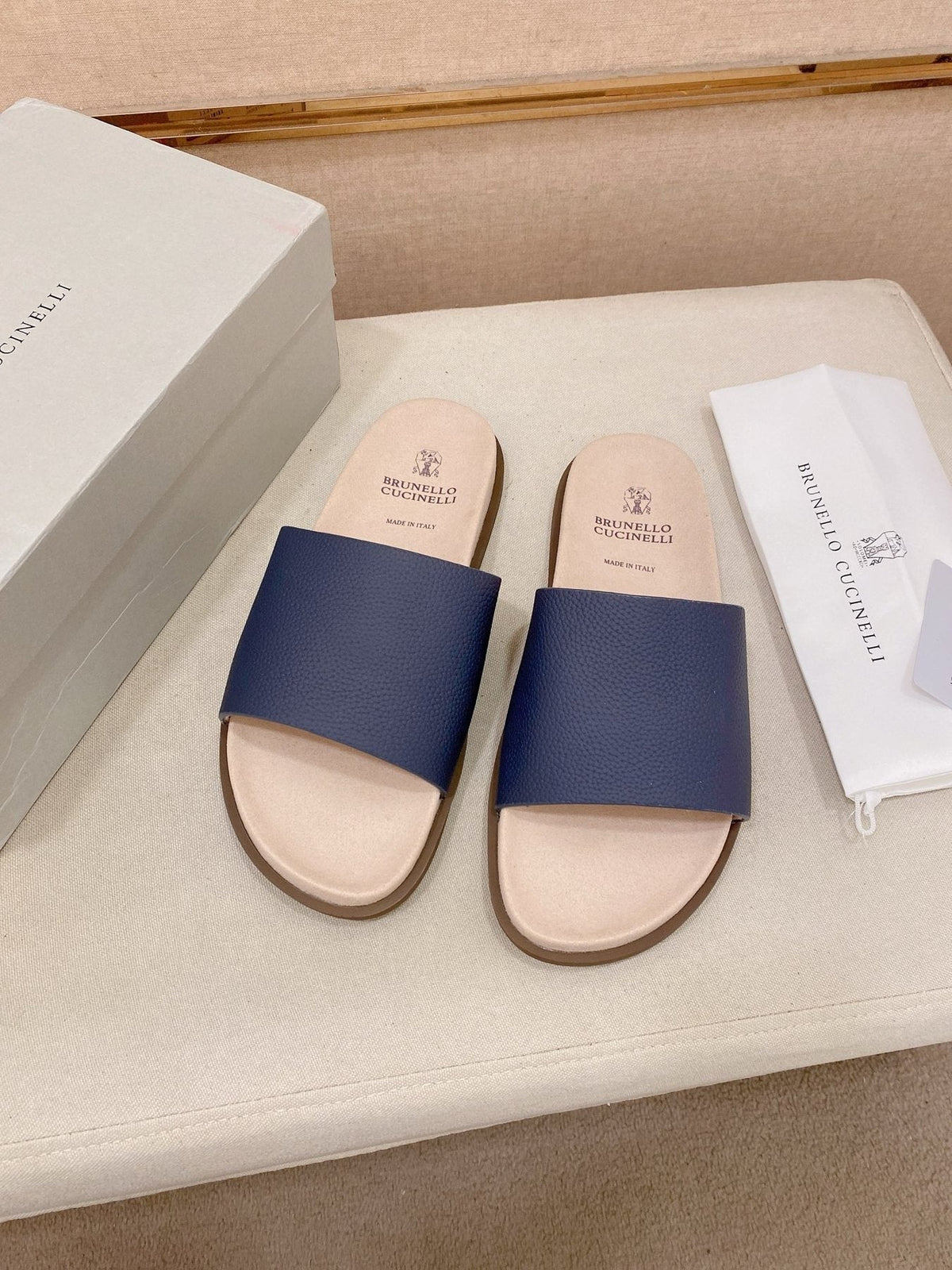 Brunello Cucinelli Men's Wide-Strap Slide Sandals - Wide Single-Strap Upper
