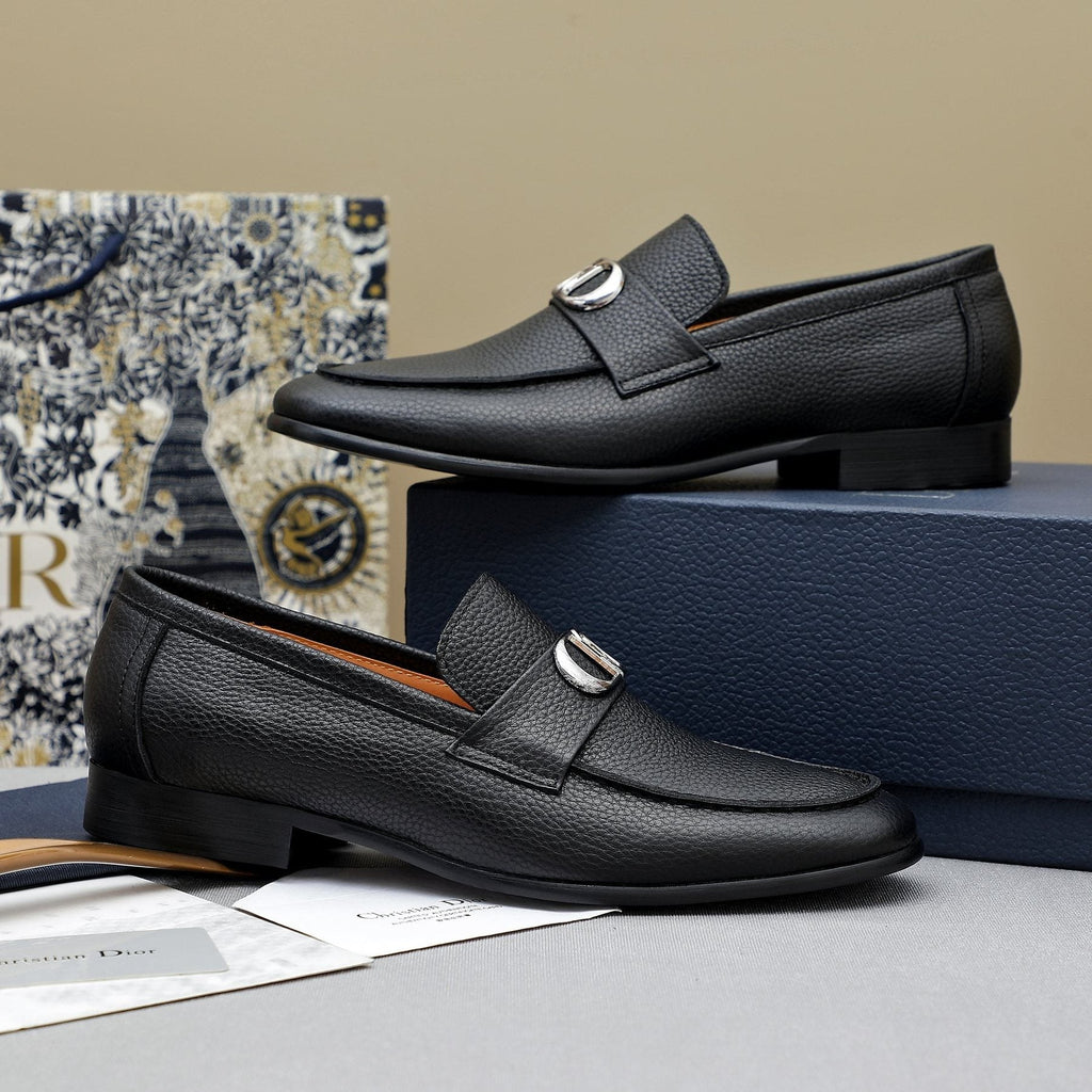 Dior Men's Pebbled Leather Hardware Loafers