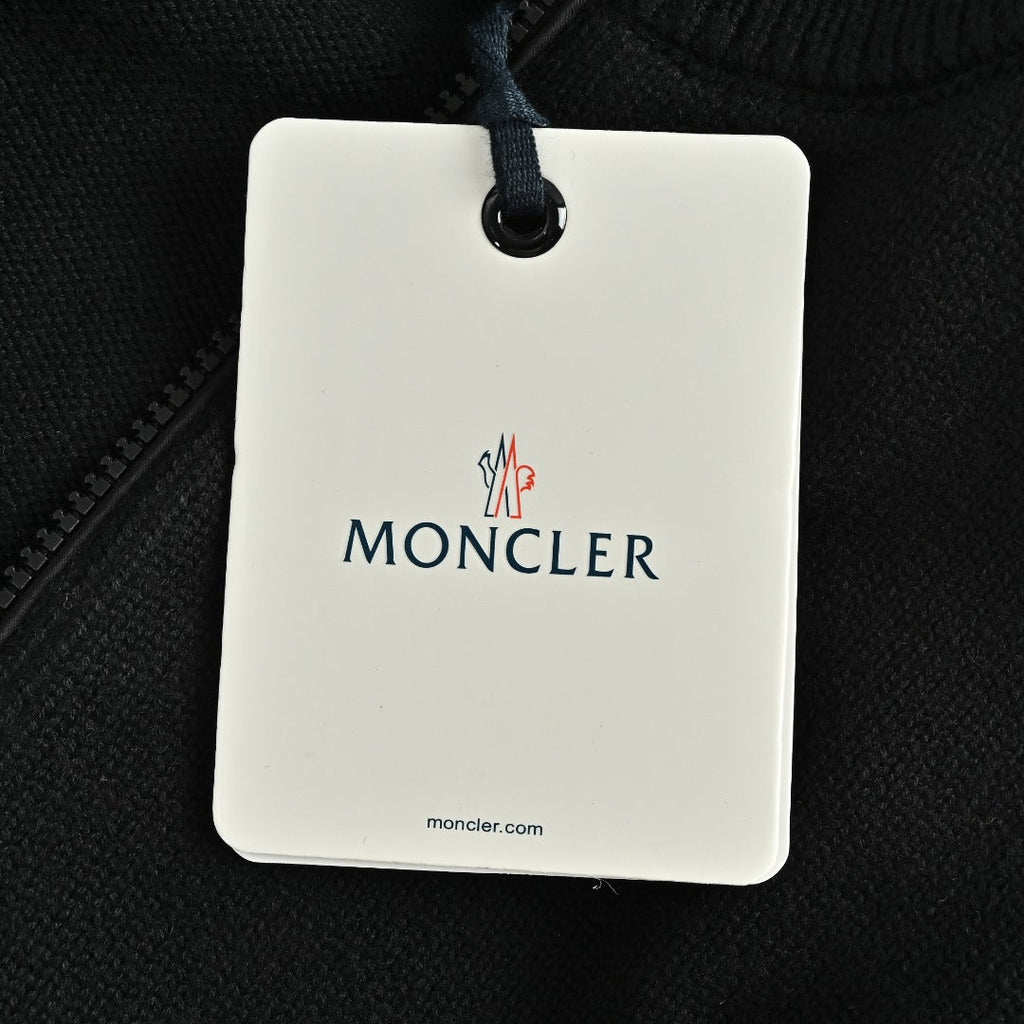 Moncler MC Panelled Nylon Sleeve Zip Pocket Zip-Up Knit Cardigan Jacket