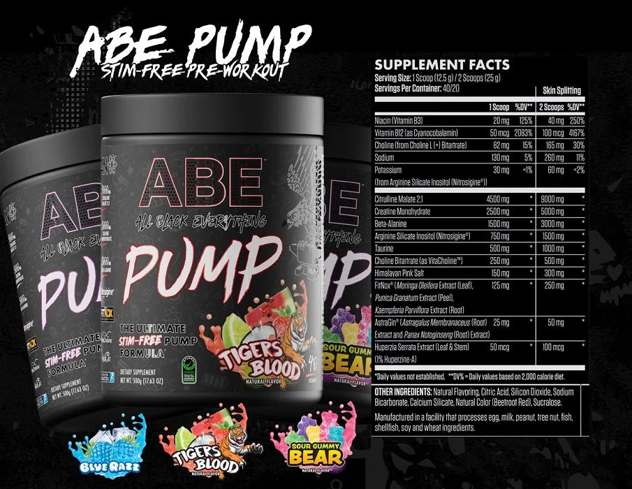 ABE PUMP ZERO STIM PRE-WORKOUT 500G