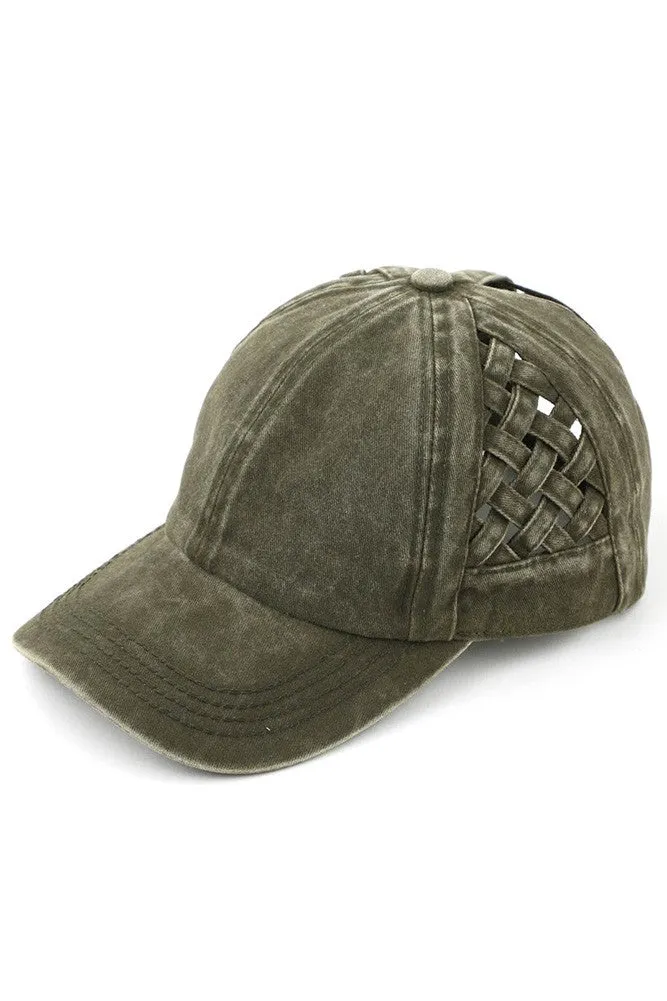 C.C. Woven Criss-Cross Ponytail Hat