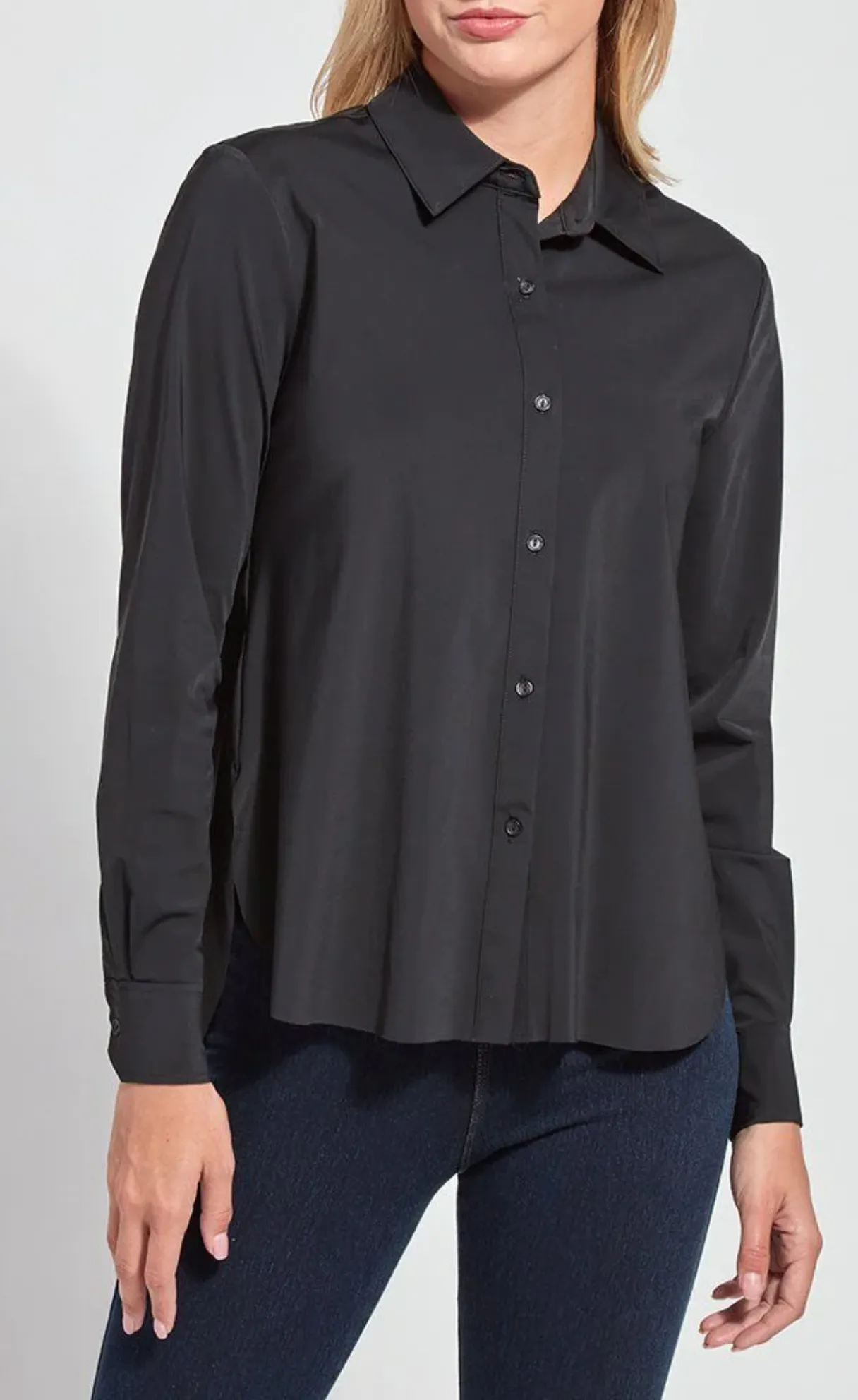 Connie Slim Button Down | Black