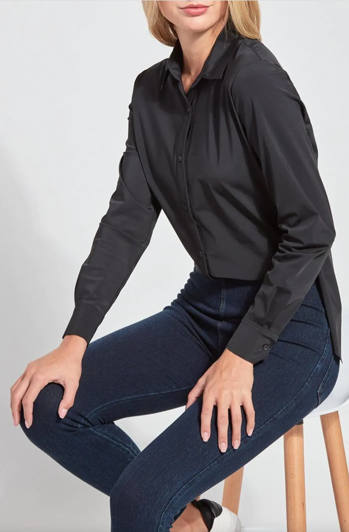 Connie Slim Button Down | Black