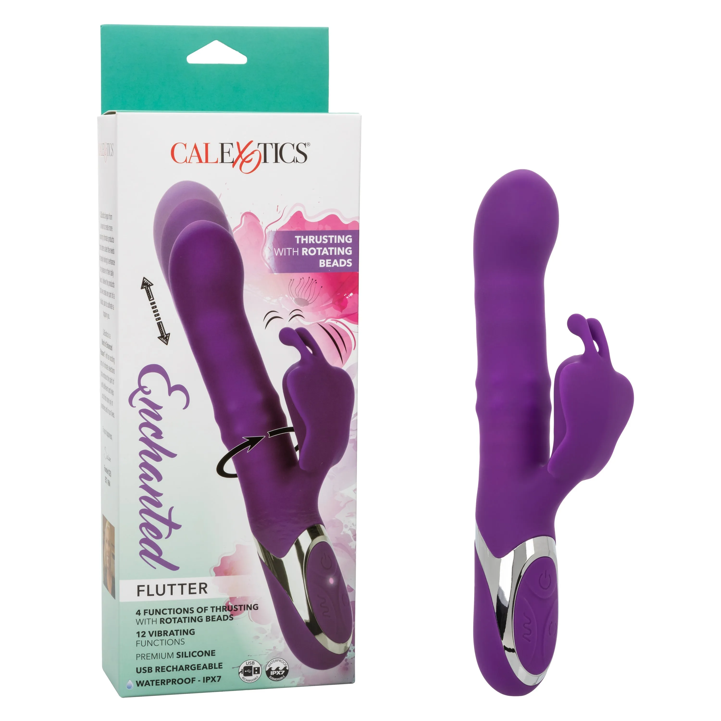 Enchanted Flutter Thrusting and Rotating Rabbit Vibrator - Purple