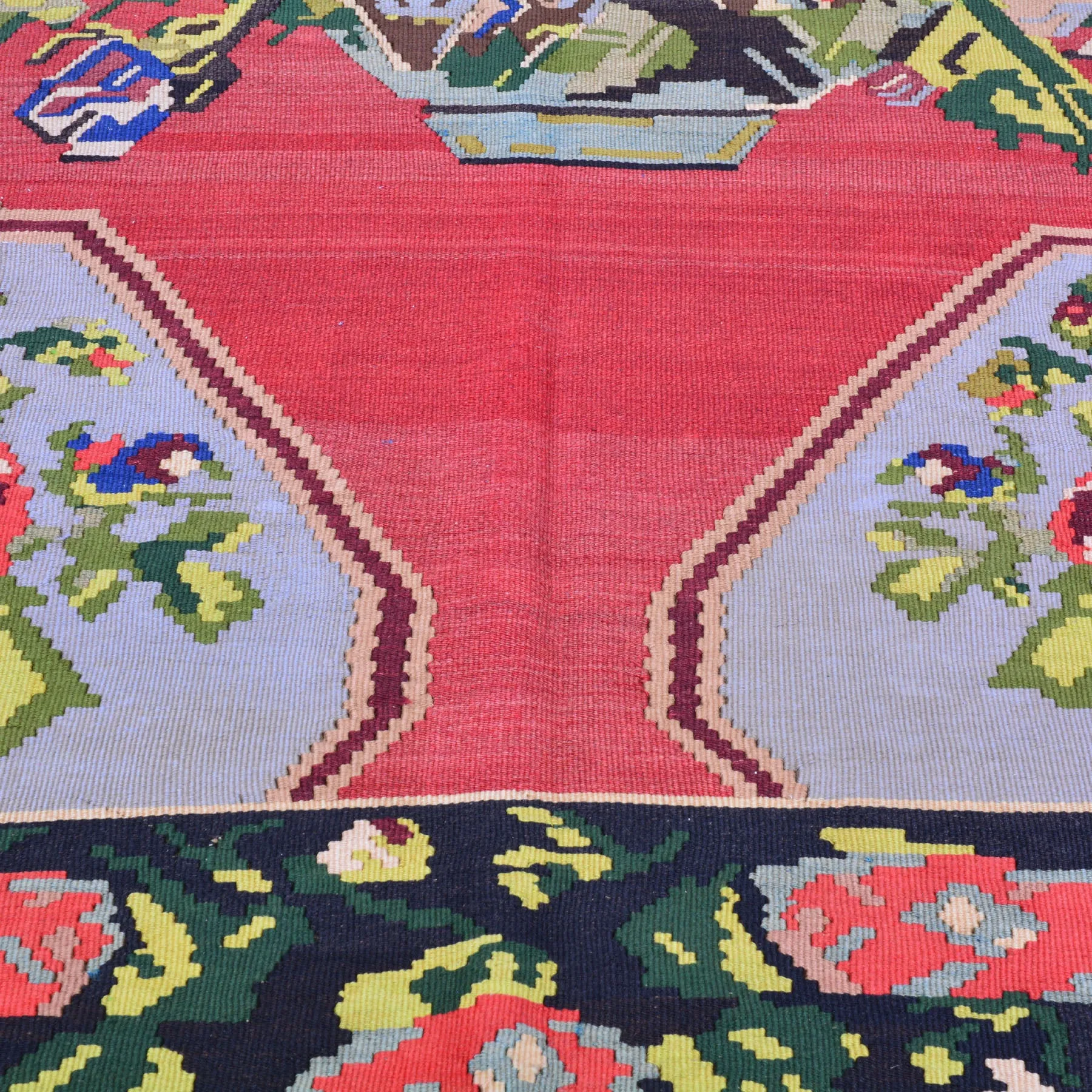 Hand-Woven Tribal Turkish Vintage Kilim Wool Rug (Size 8.4 X 10.11) Cwral-6936