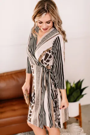 Hear Me Roar Mixed Animal Print Wrap Dress