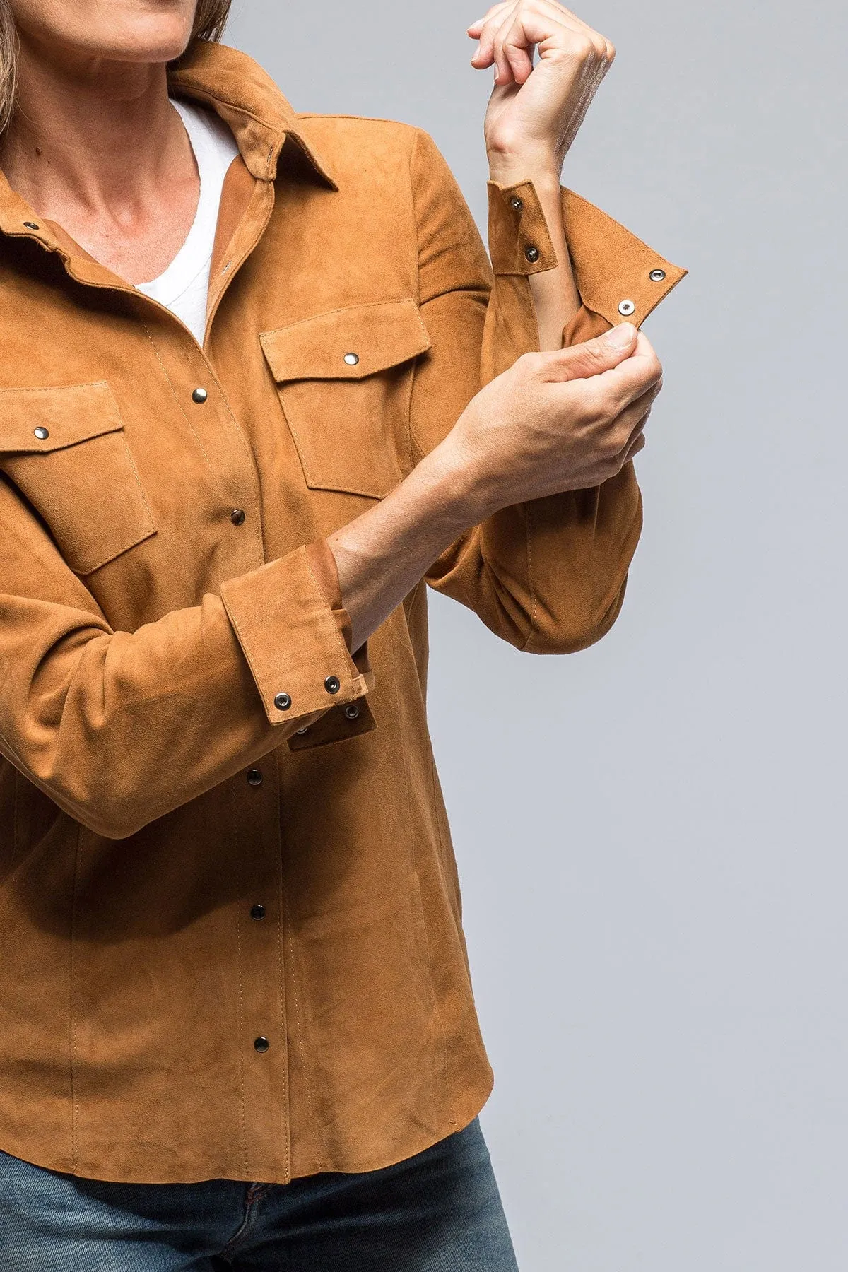Marissa Long Suede Shirt In Rich Tobacco