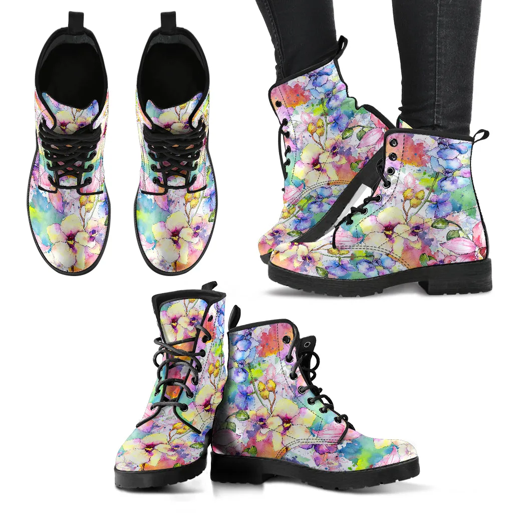 Pastel Floral Women's Eco-Friendly Leather Boots