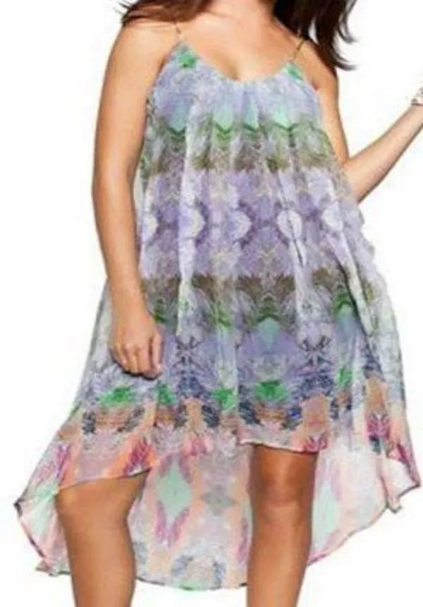 Purple Meadow Chain Strap High-Low Dress