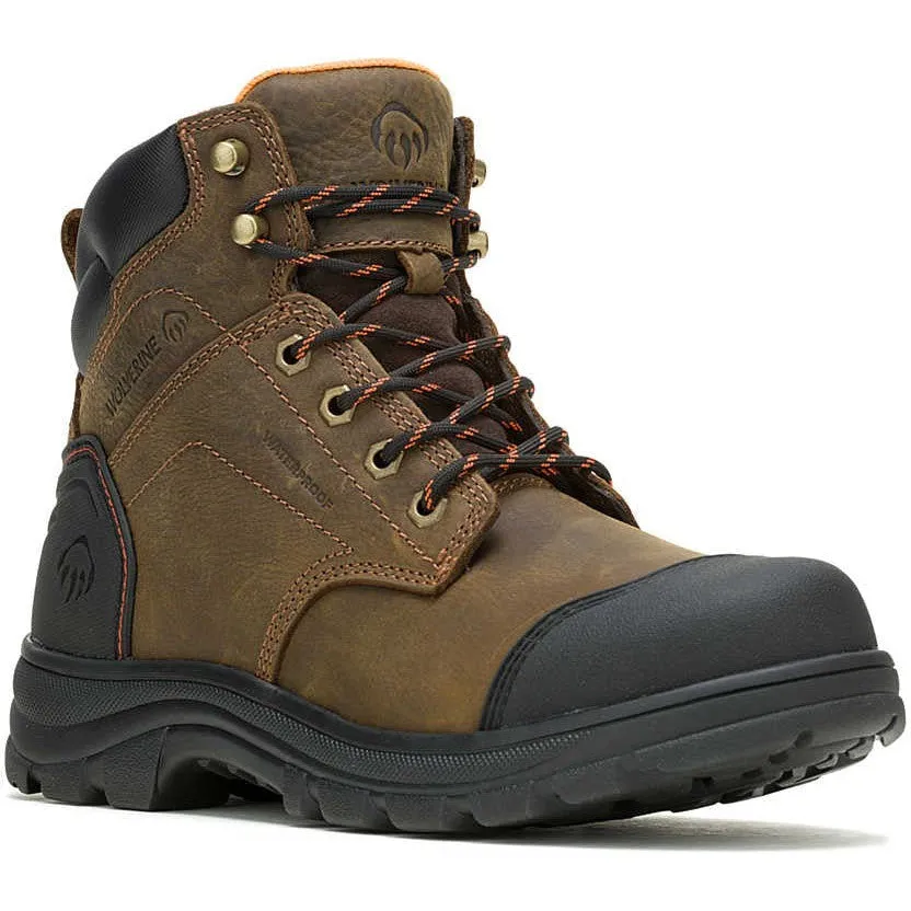 Wolverine Men's Carlsbad 6" Cap Soft Toe WP Work Boot -Brown- W240055